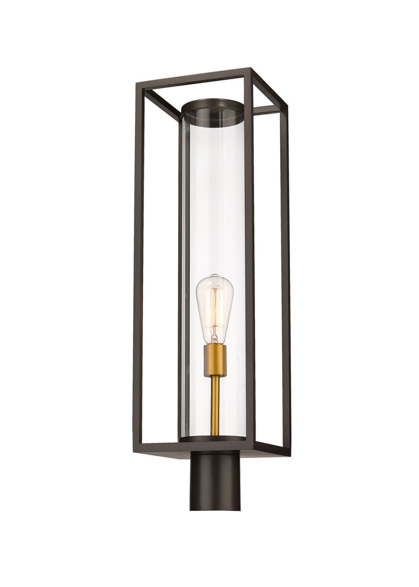 Tête de pôteau extérieure Dunbroch - Bronze foncé + Laiton extérieur 27 3/4" by Z-Lite | Luminaires & cie