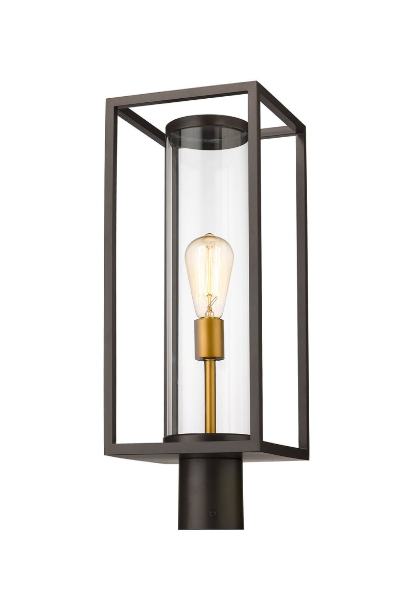 Tête de pôteau extérieure Dunbroch - Bronze foncé + Laiton extérieur 21 3/4" by Z-Lite | Luminaires & cie