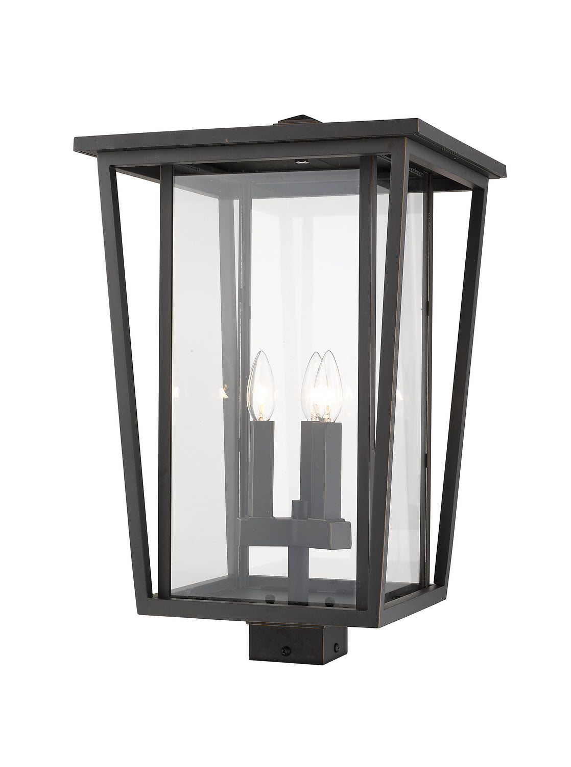 Tête de pôteau extérieure Seoul Carré, Bronze huilé, 14" – vue 2
