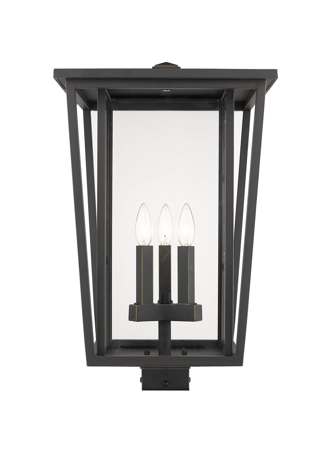 Tête de pôteau extérieure Seoul Carré, Bronze huilé, 14" – Z-Lite