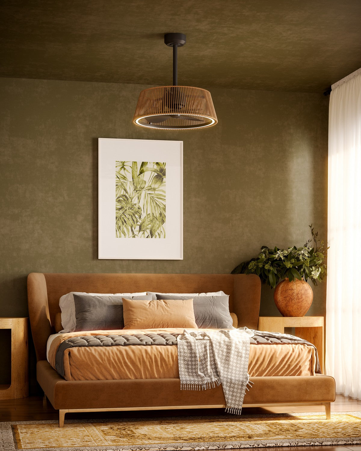 Ventilateur décoratif (Fandelier) Isla Noir mat / Corde tressée – vue 5