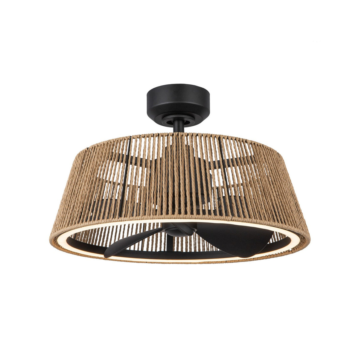 Ventilateur décoratif (Fandelier) Isla Noir mat / Corde tressée – Kuzco Lighting