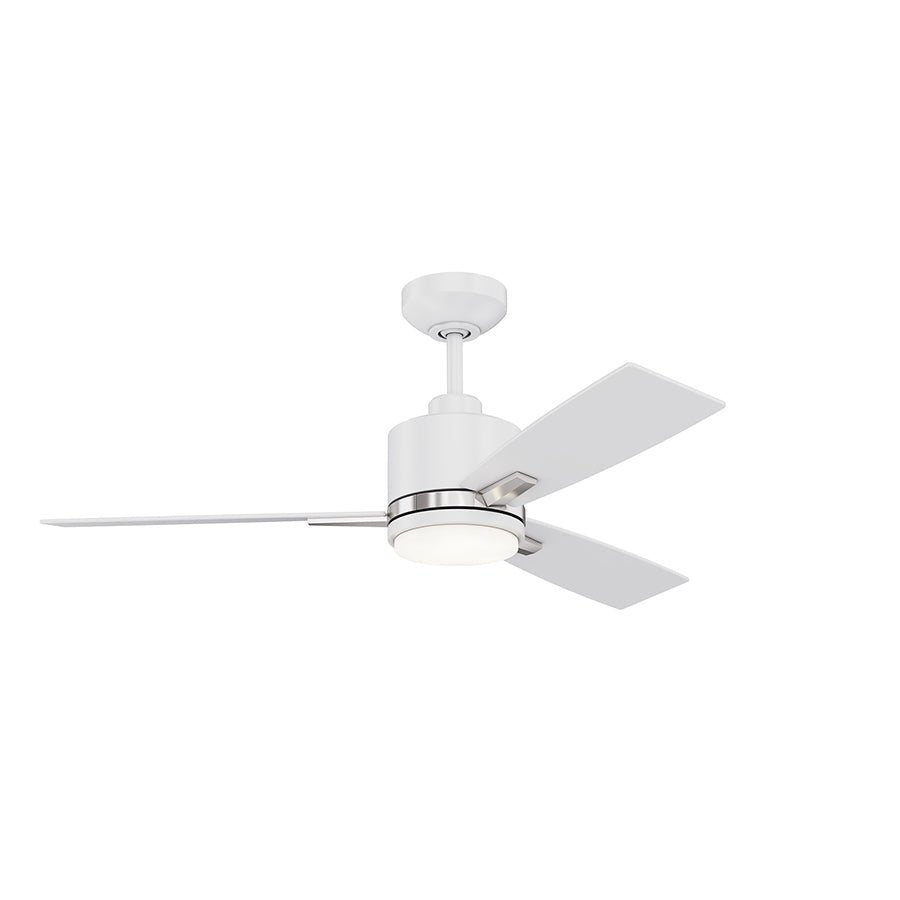 Ventilateur Nuvel - Blanc mat et nickel satiné 42" by Kendal | Luminaires & cie