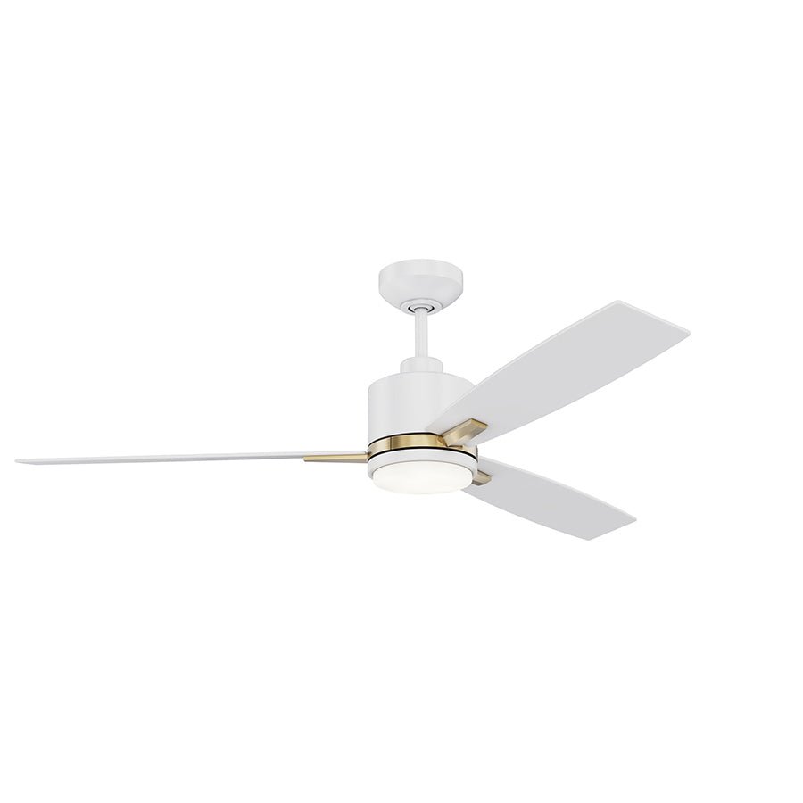 Ventilateur Nuvel - Blanc mat et laiton 52" by Kendal | Luminaires & cie