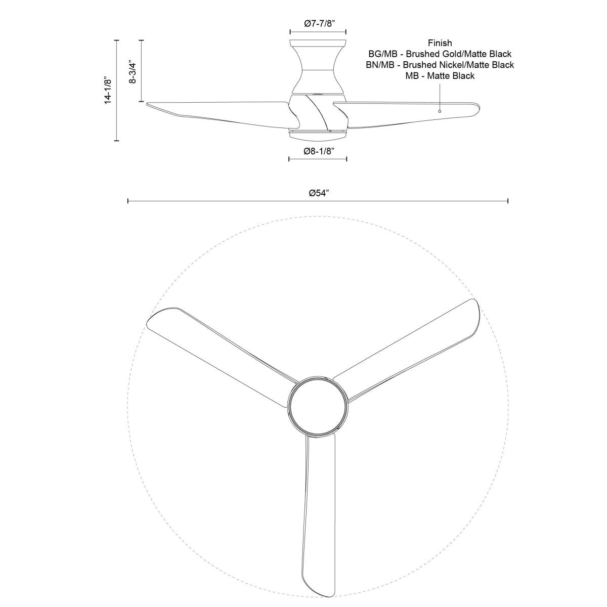 Ventilateur Thalia - Or brossé / noir mat 14 1/8" by Kuzco Lighting | Luminaires & cie