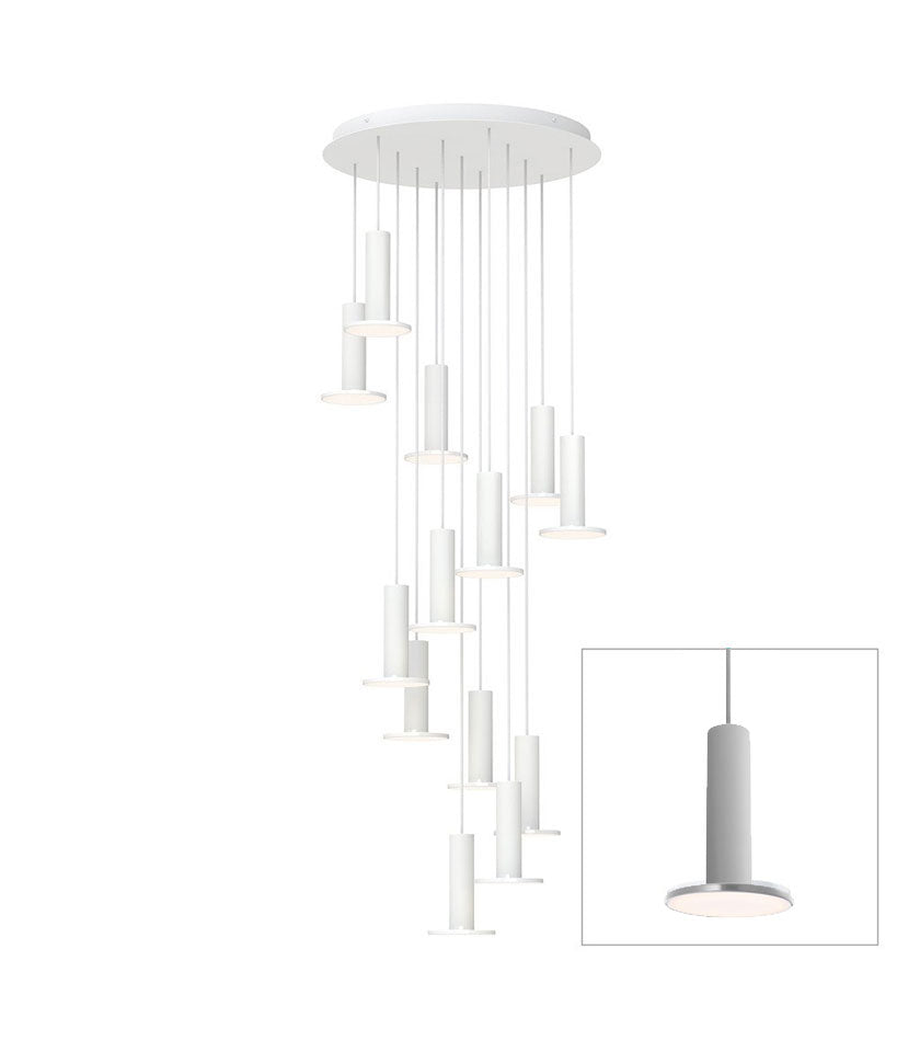 Chandelier Cielo 13 - Blanc / Blanc - Cordon Blanc by Pablo Designs | Luminaires & cie