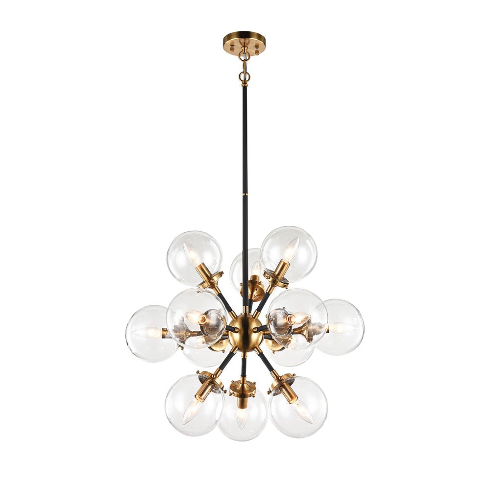 Chandelier Soleil - Laiton doré vieilli Clair 12 - lights by Matteo Lighting | Luminaires & cie