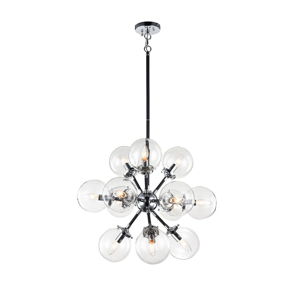 Chandelier Soleil - Chrome Clair 12 - lights by Matteo Lighting | Luminaires & cie