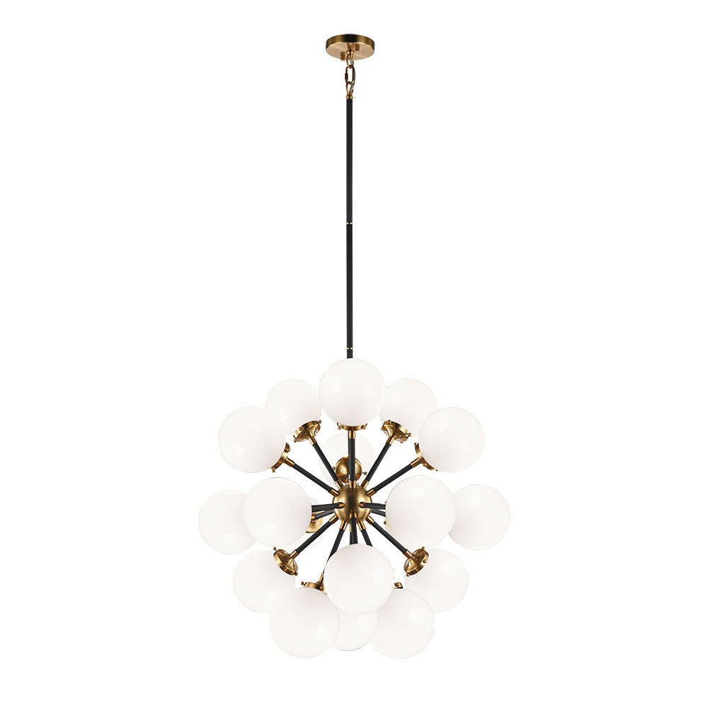 Chandelier Soleil - Laiton doré vieilli Opale 18 - lights by Matteo Lighting | Luminaires & cie
