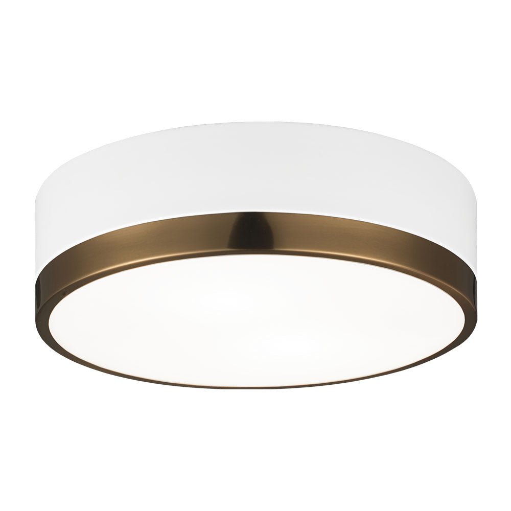 Plafonnier Trydor - Blanc + Laiton vieilli 12" by Matteo Lighting | Luminaires & cie