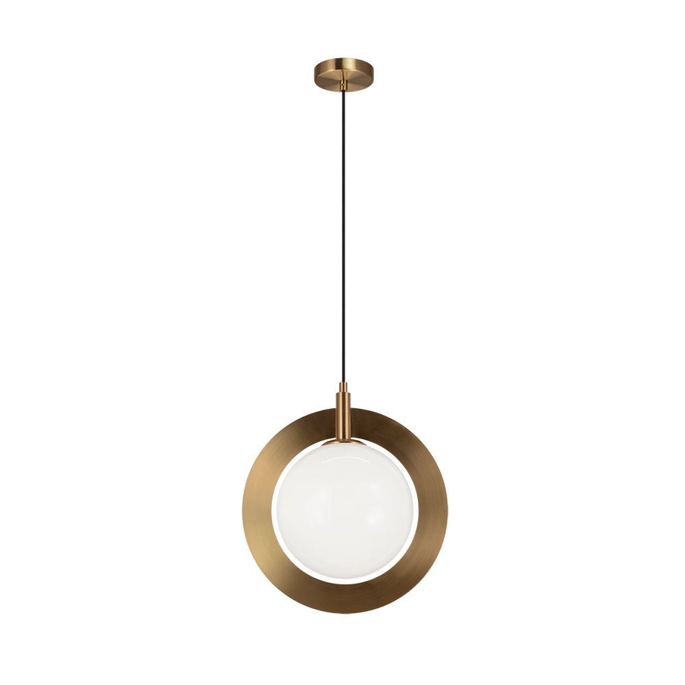 Suspension Astro - Laiton doré vieilli 16" Opale by Matteo Lighting | Luminaires & cie