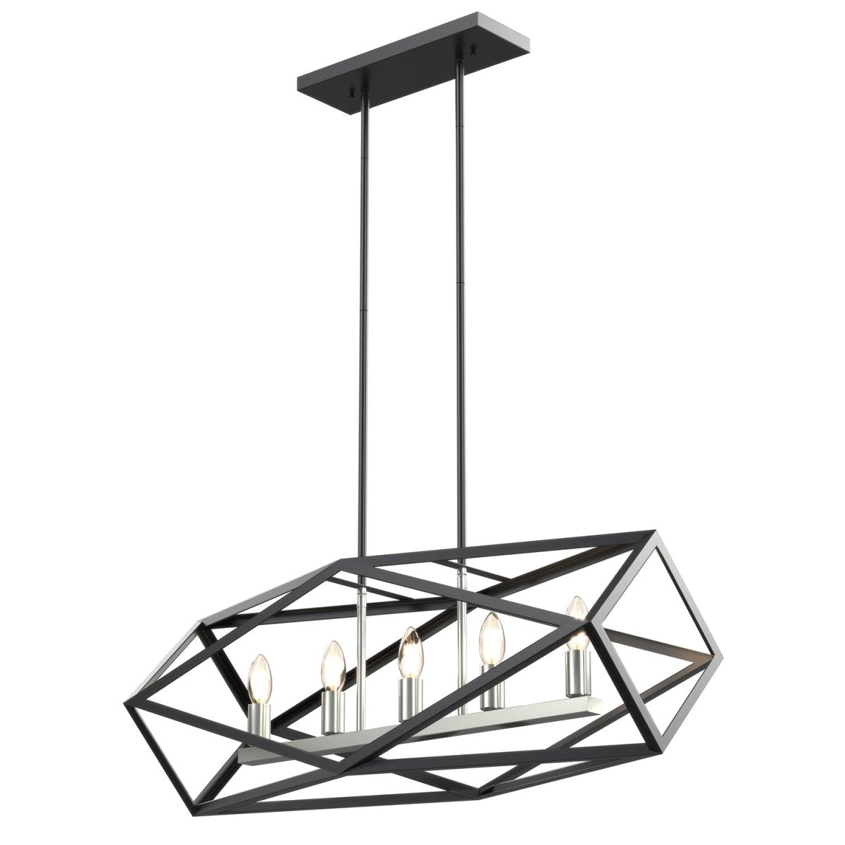 Suspension Linéaire Polygon - Nickel satiné et graphite 31.5" by DVI Lighting | Luminaires & cie