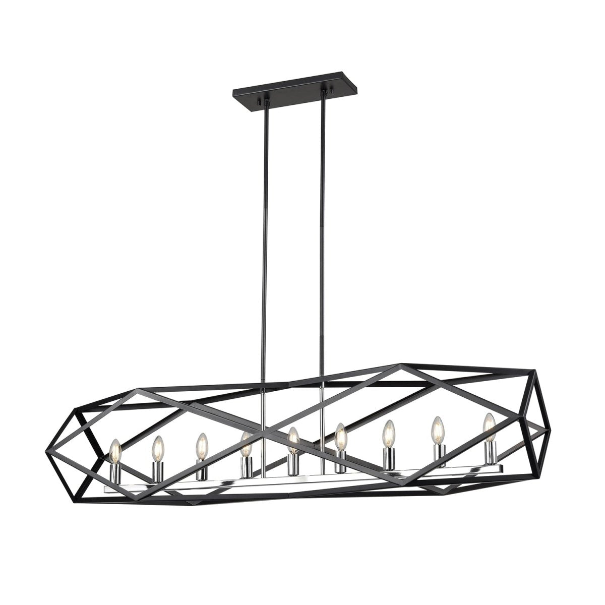 Suspension Linéaire Polygon - Nickel satiné et graphite 31.5" by DVI Lighting | Luminaires & cie