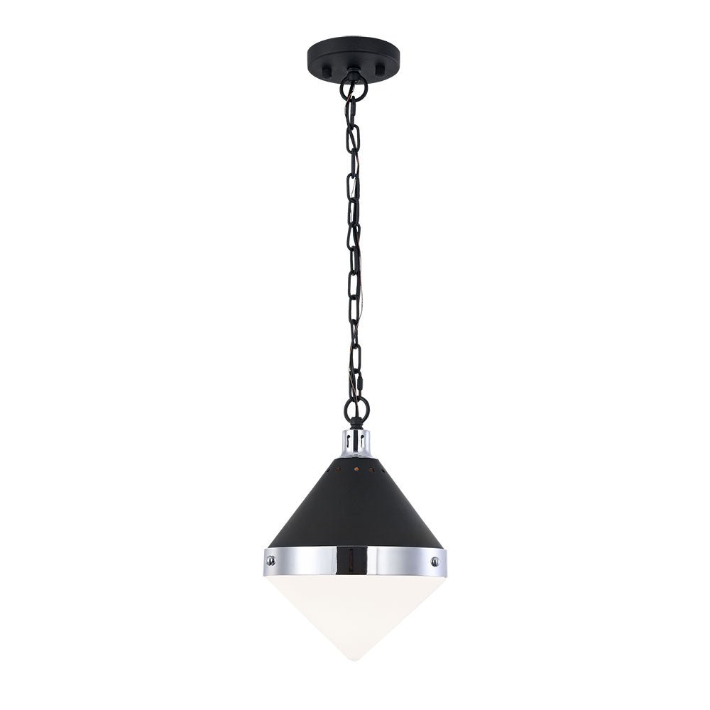 Suspension Sphericon - Opale 13" Chrome by Matteo Lighting | Luminaires & cie