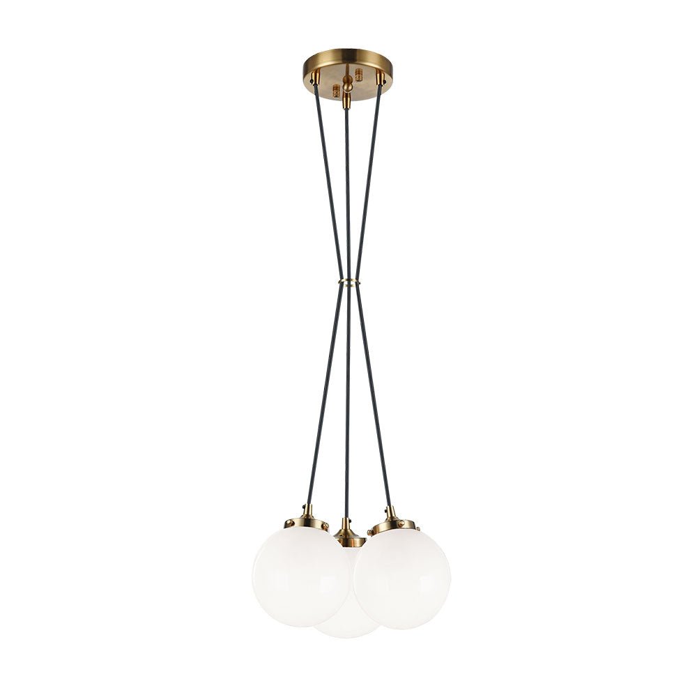 Suspension The Bougie - Laiton doré vieilli Opale Triple by Matteo Lighting | Luminaires & cie