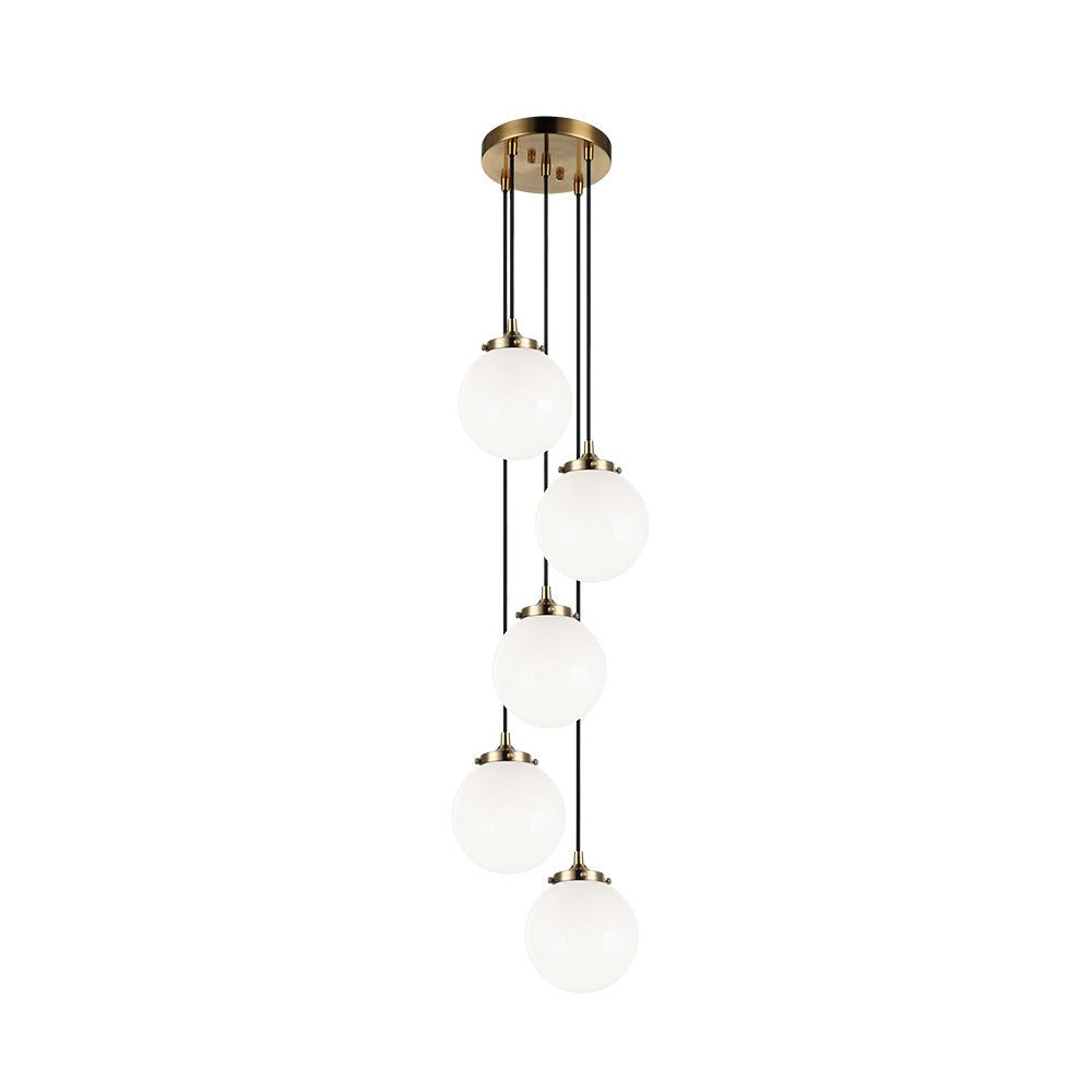 Suspension The Bougie - Laiton doré vieilli Opale 5x by Matteo Lighting | Luminaires & cie