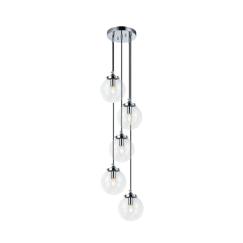 Suspension The Bougie - Chrome Clair 5x by Matteo Lighting | Luminaires & cie