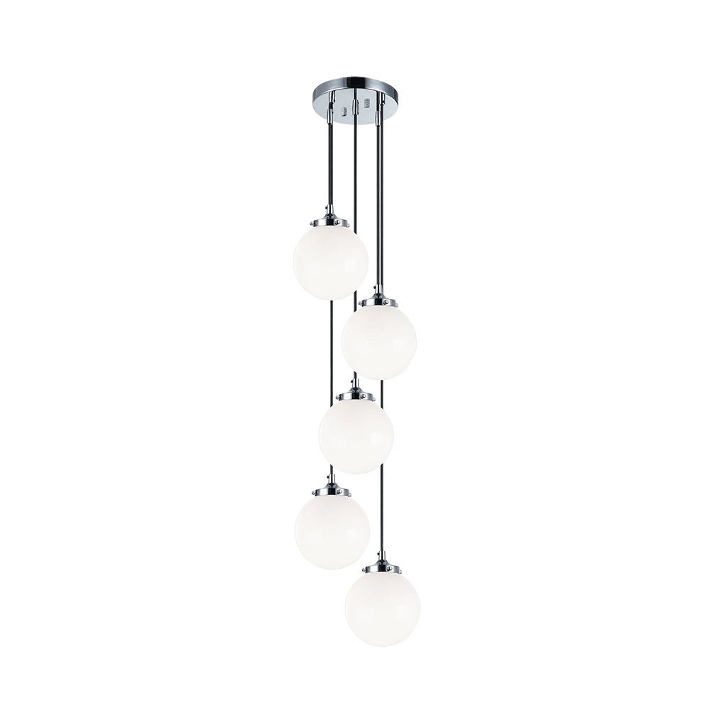 Suspension The Bougie - Chrome Opale 5x by Matteo Lighting | Luminaires & cie