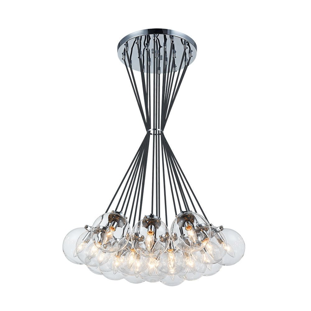 Suspension The Bougie - Chrome Clair 19x by Matteo Lighting | Luminaires & cie