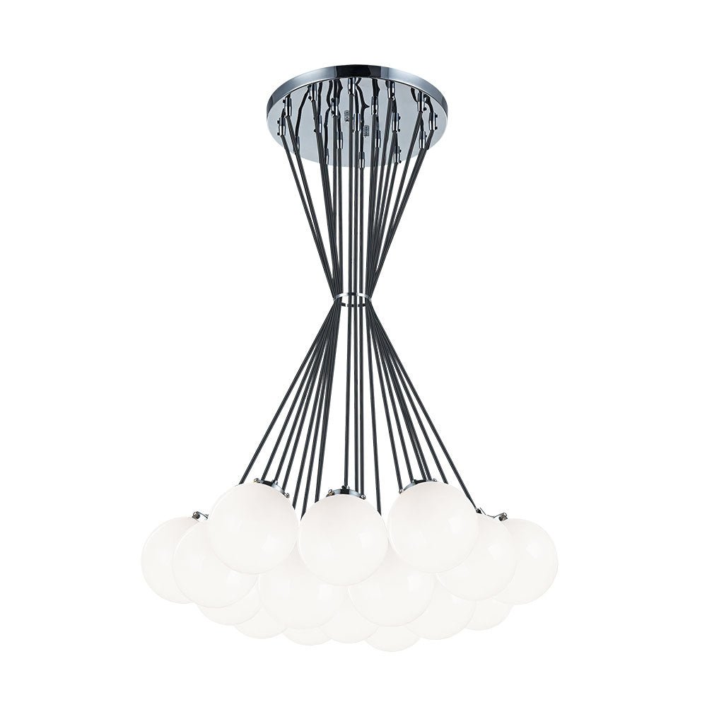 Suspension The Bougie - Chrome Opale 19x by Matteo Lighting | Luminaires & cie