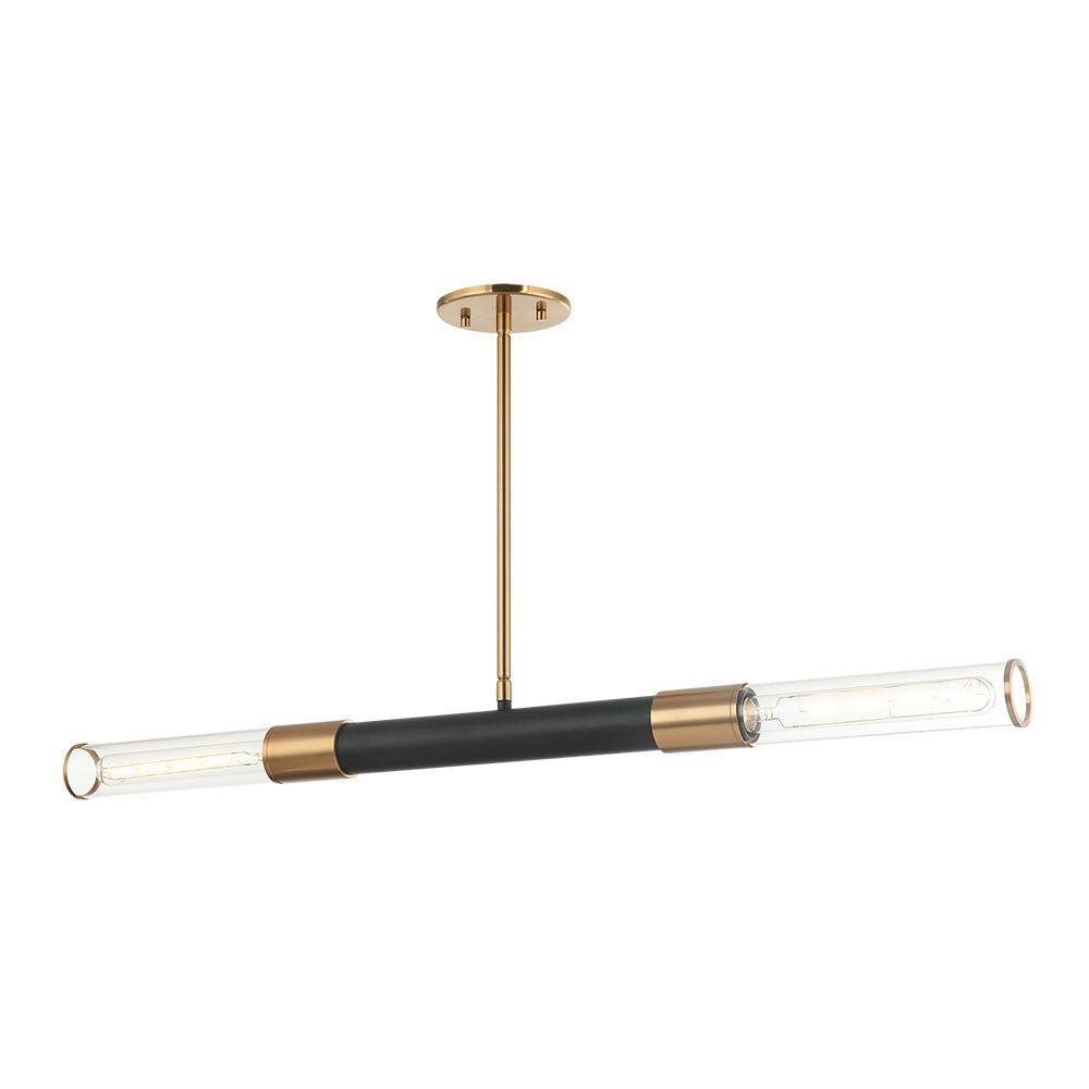 Suspension Tubo - Noir mat Laiton doré vieilli Horizontal by Matteo Lighting | Luminaires & cie